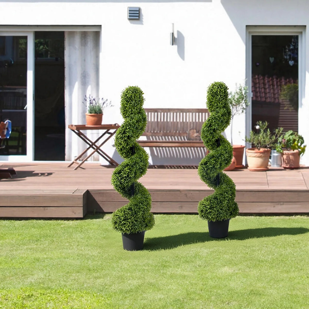 HiMISS Artificial Spiral Boxwood Topiary Trees for Home Decor