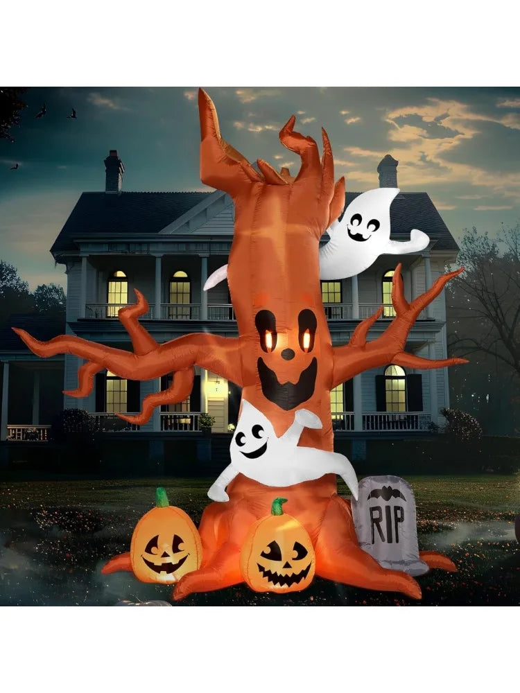 Halloween Inflatable Scary Tree With Ghosts And Pumpkin Decorations