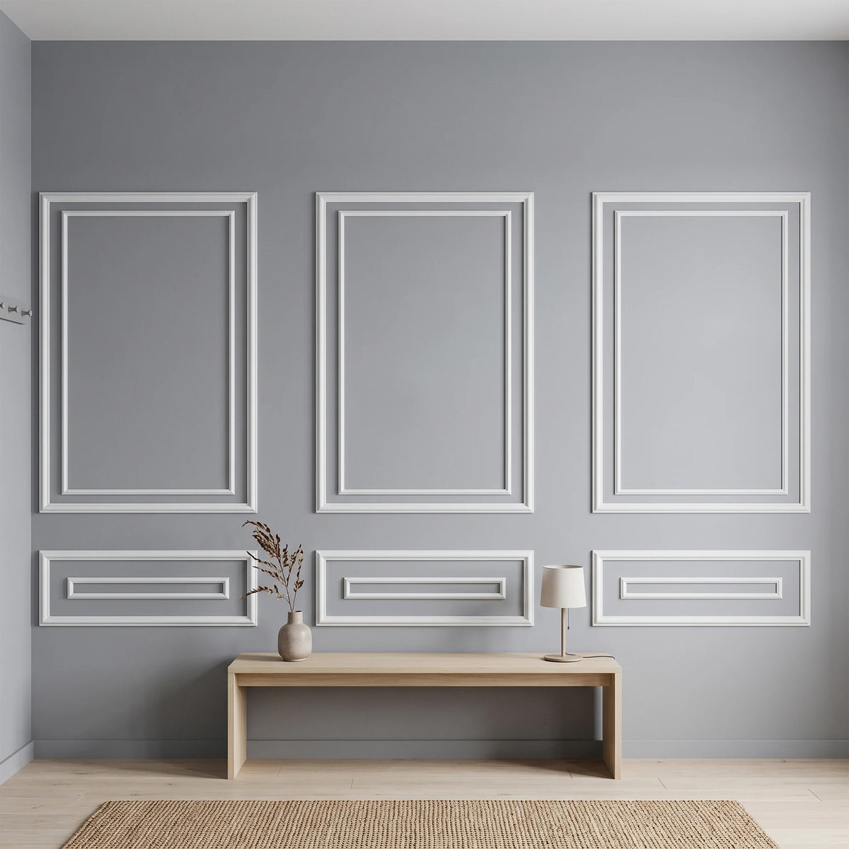 Pre-Cut Double Frame Wainscoting Peel And Stick Wall Trim Kit