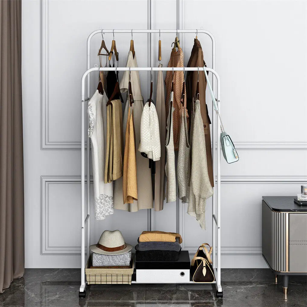 Bingopaw Heavy Duty Rolling Clothes Rack With Storage