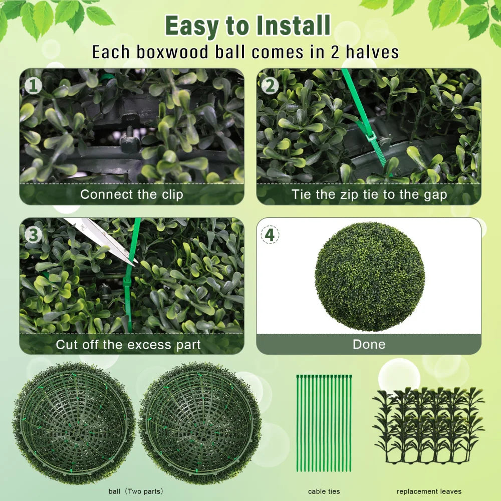 Artificial Boxwood Topiary Balls for Garden and Patio Decoration