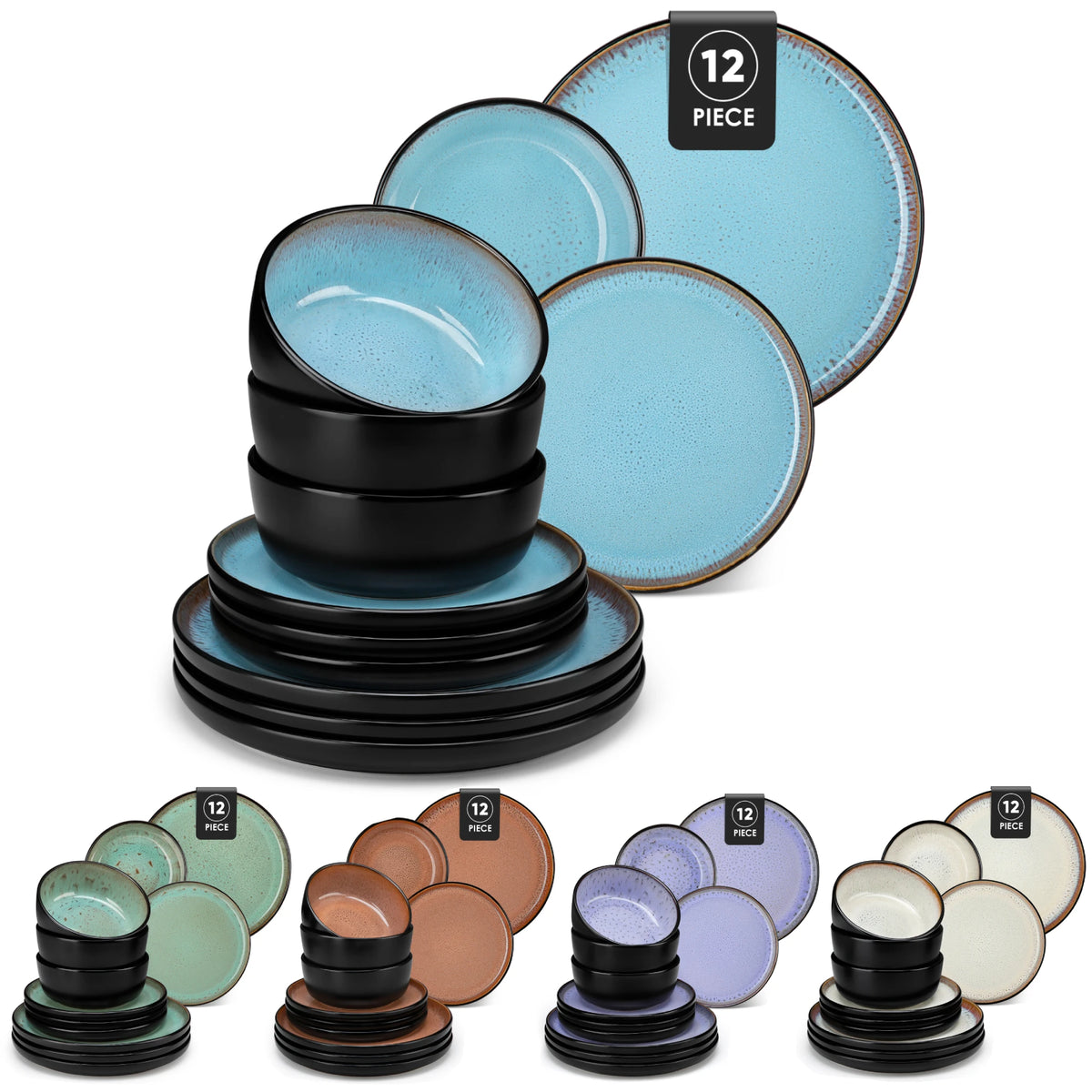MALACASA Ceramic Stoneware Dinnerware Set With Plates And Bowls