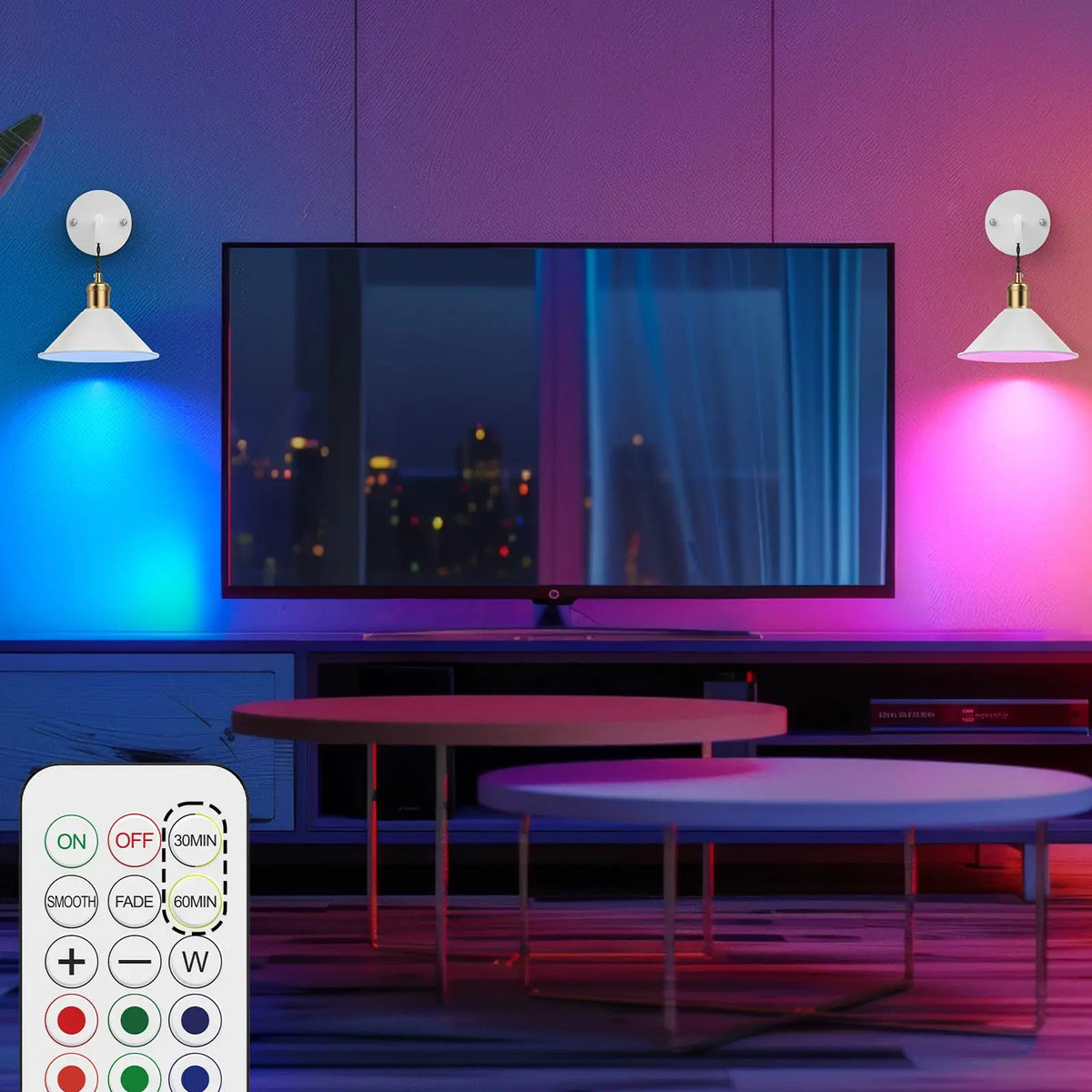PRTILOUD Remote Controlled Dimmable Battery Operated Wall Sconces