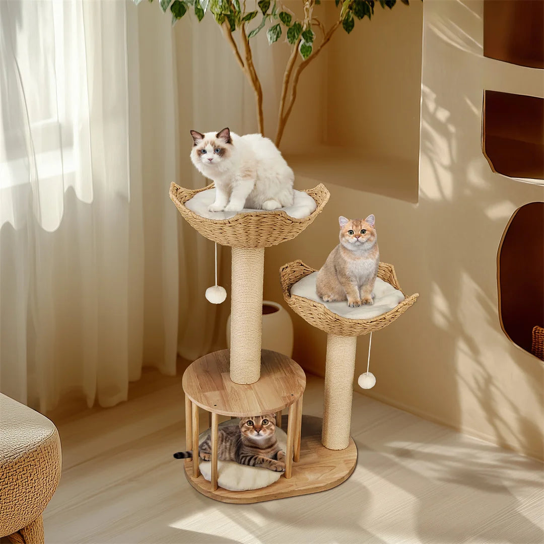 BINGOPAW Cat Climbing Tree With Scratching Post And Activity Center