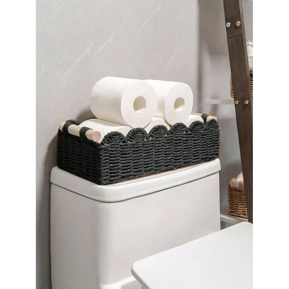 Farmhouse Style Fan Shaped Storage Basket With Handle