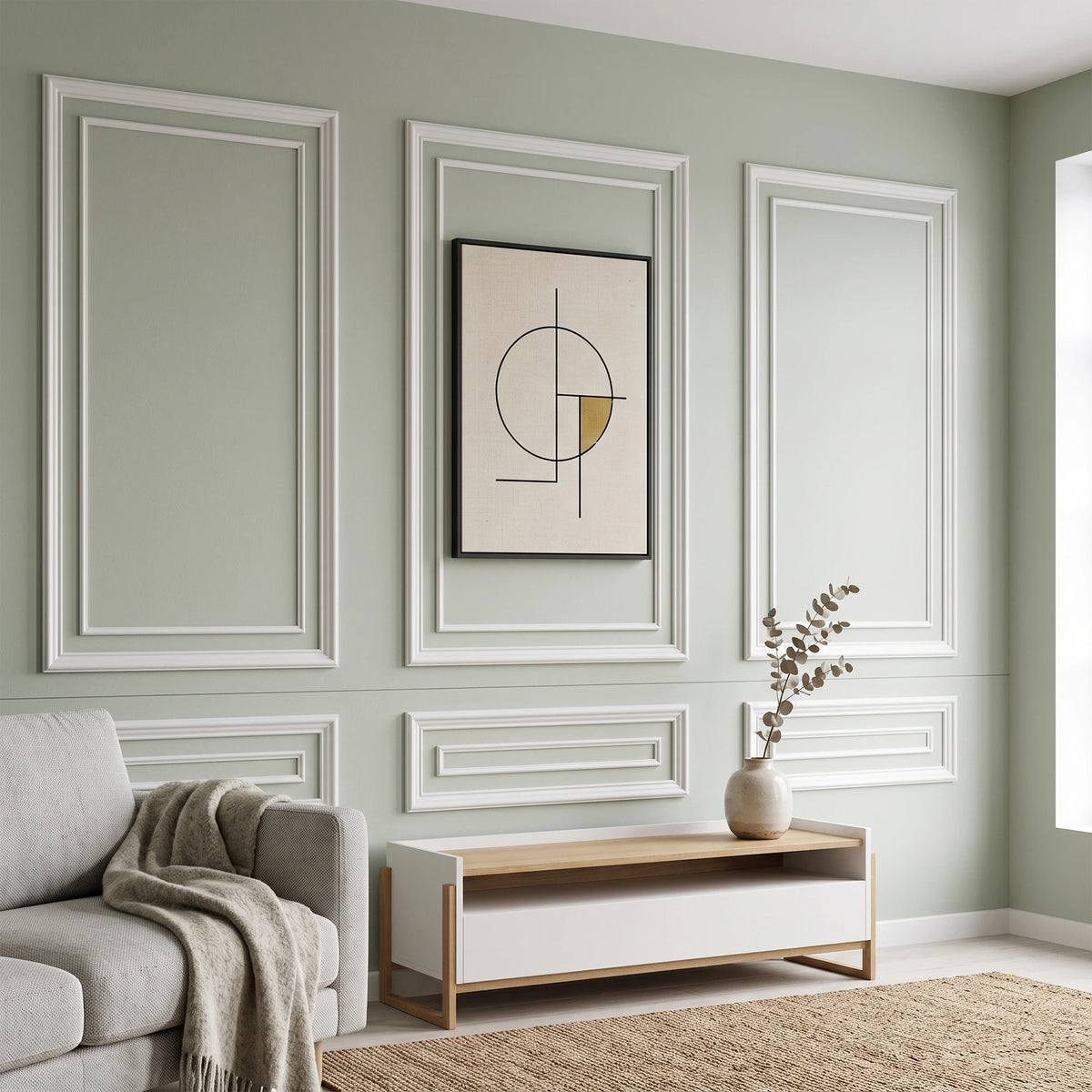 Pre-Cut Double Frame Wainscoting Peel And Stick Wall Trim Kit