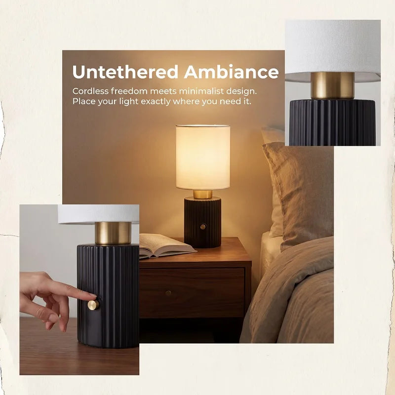 Jian Bian Rechargeable Touch Dimmable Fabric Shade Table Lamp