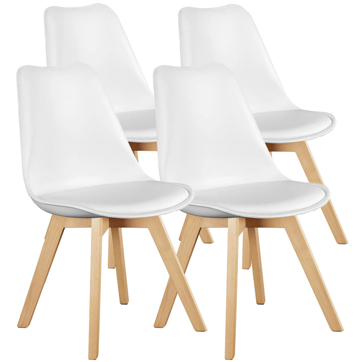 JHK PU Leather Dining Chairs With Wooden Legs