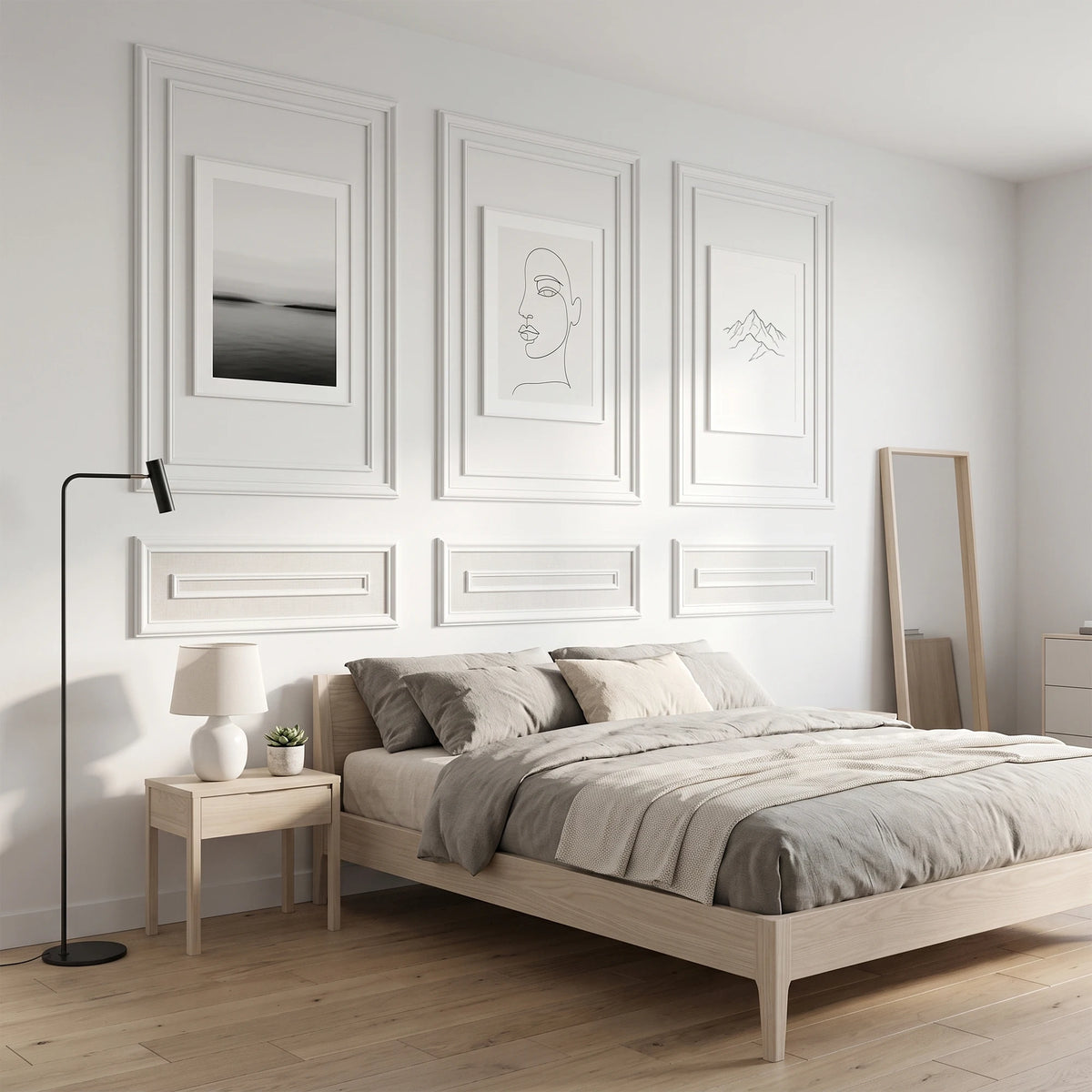 Pre-Cut Double Frame Wainscoting Peel And Stick Wall Trim Kit