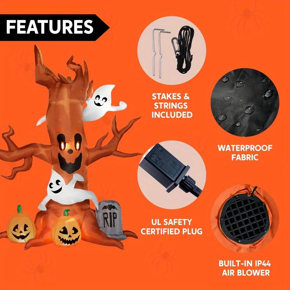 Halloween Inflatable Scary Tree With Ghosts And Pumpkin Decorations