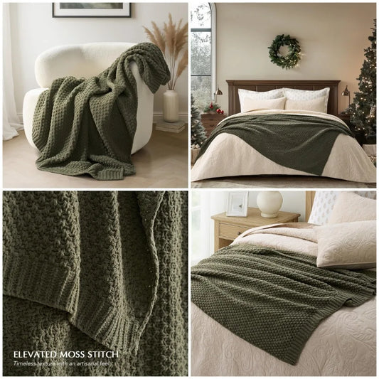 Chunky Chenille Knit Throw Blanket For Couch