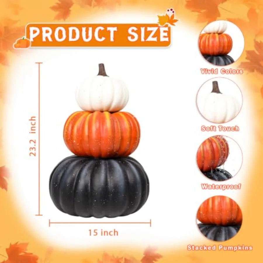 SHXI Stacked Faux Pumpkin Porch Decor for Halloween and Thanksgiving