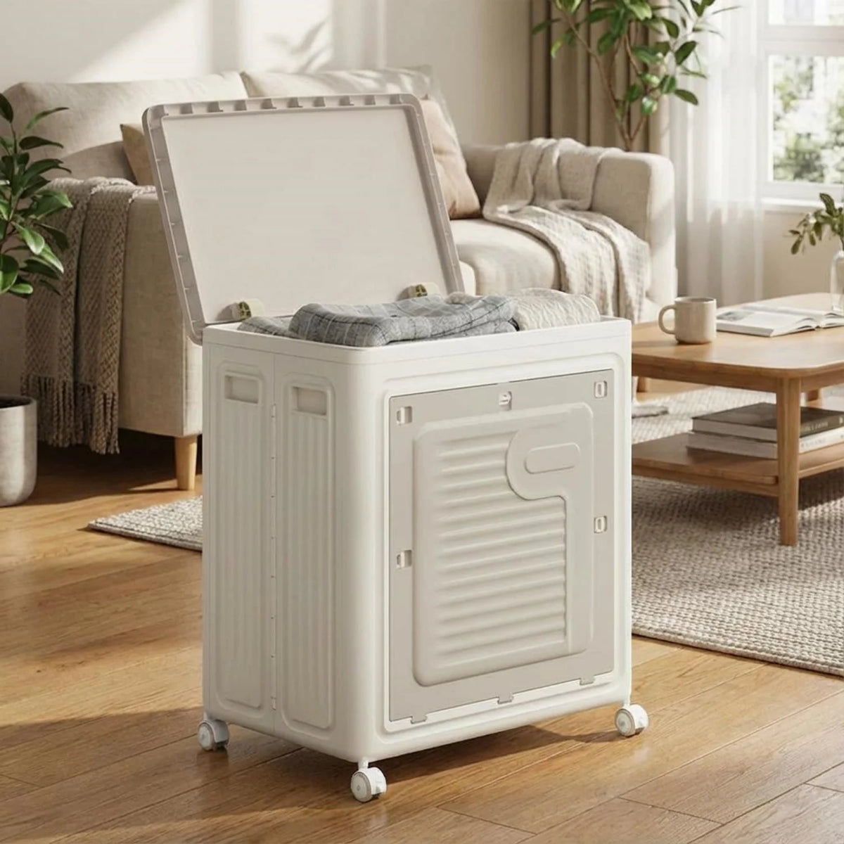 HiMISS Rolling Collapsible Laundry Hamper With Lid