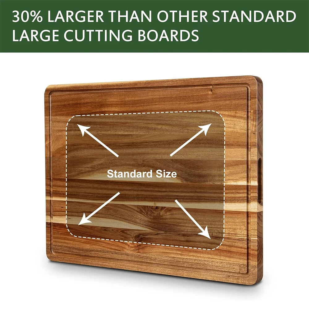 Twister.Ck Wooden Reversible Cutting Board With Juice Groove And Handle