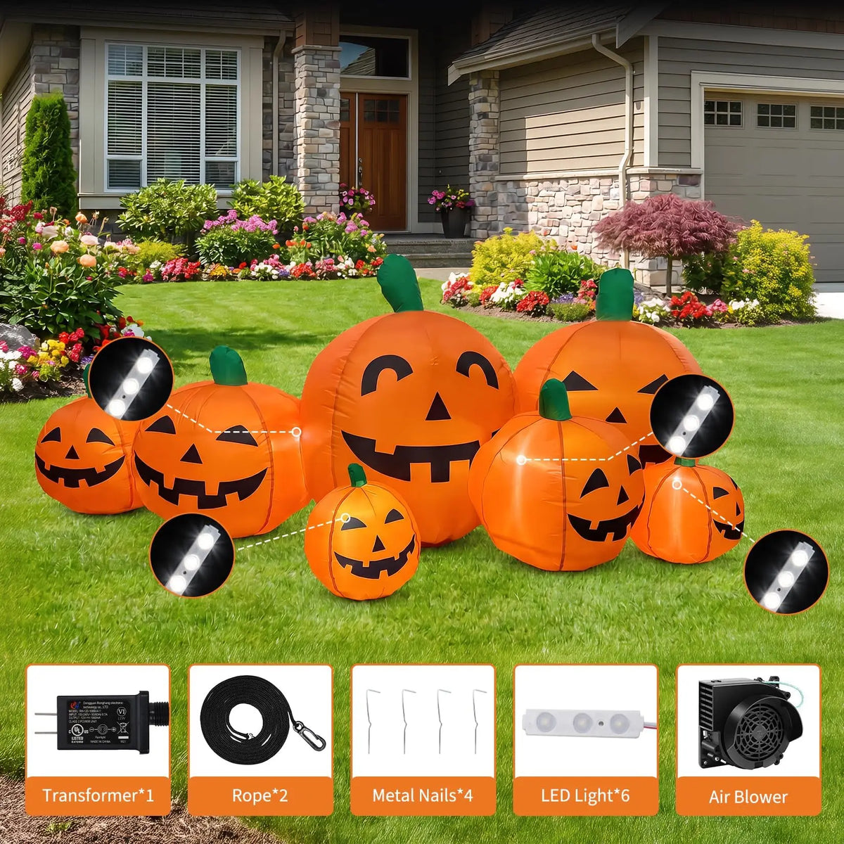Inflatable Halloween Pumpkin Patch Decoration With LED Lights