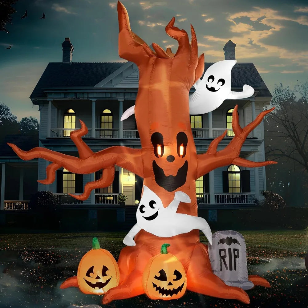 Halloween Inflatable Scary Tree With Ghosts And Pumpkin Decorations