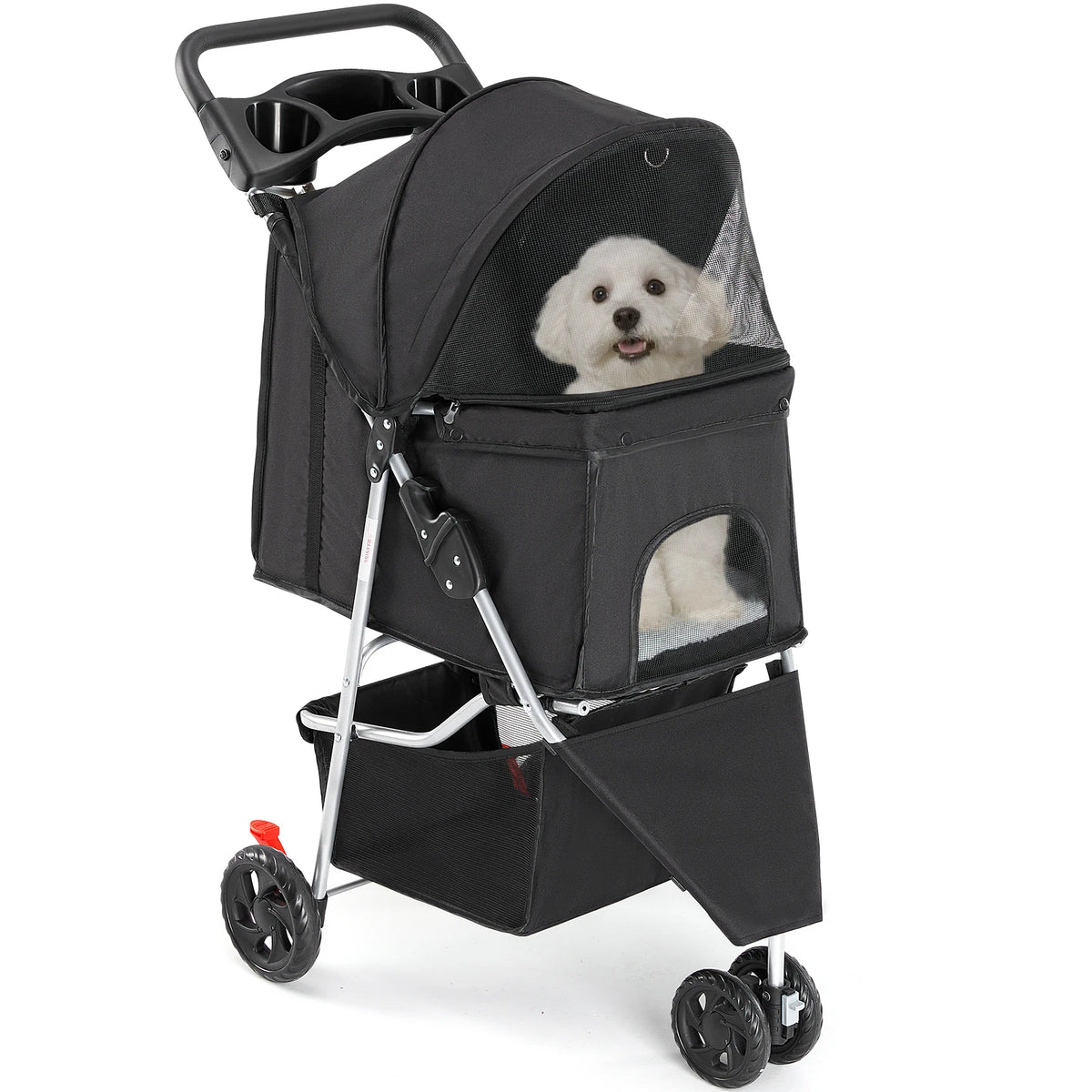 JHK Foldable Three Wheel Pet Stroller for Dogs and Cats