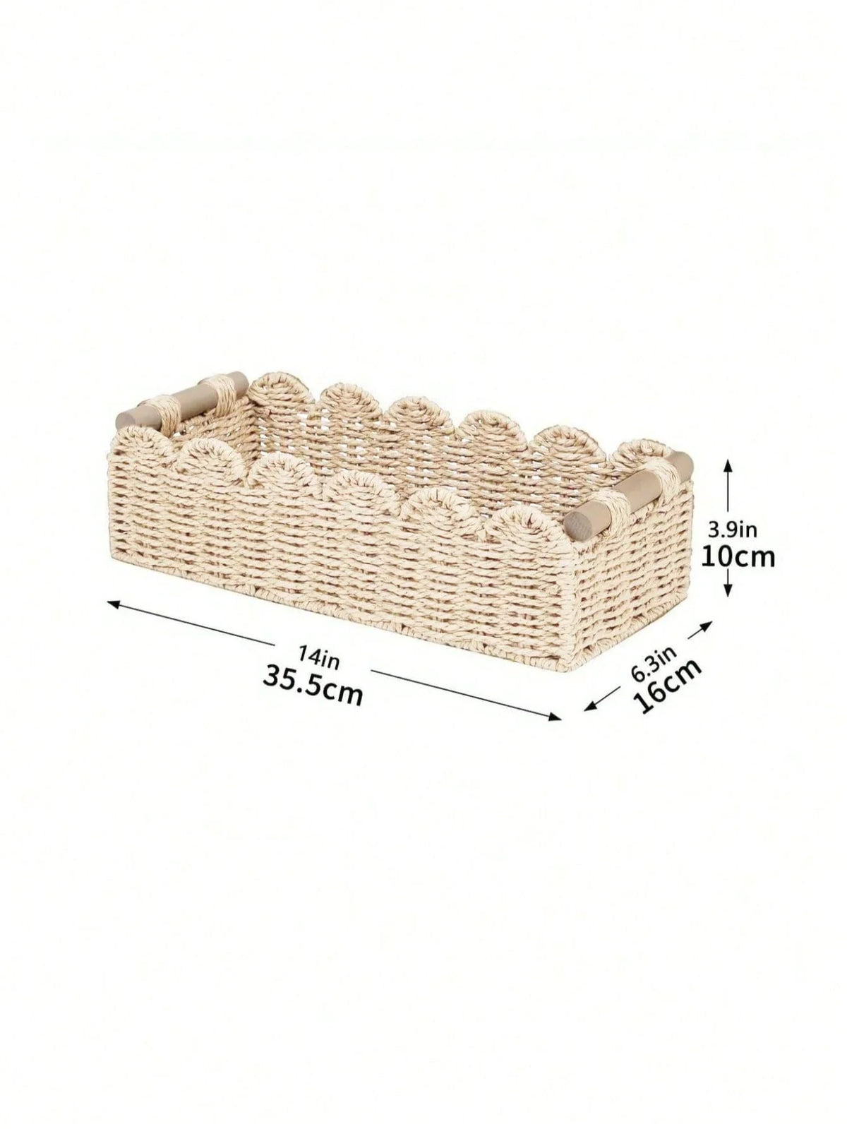Farmhouse Style Fan Shaped Storage Basket With Handle
