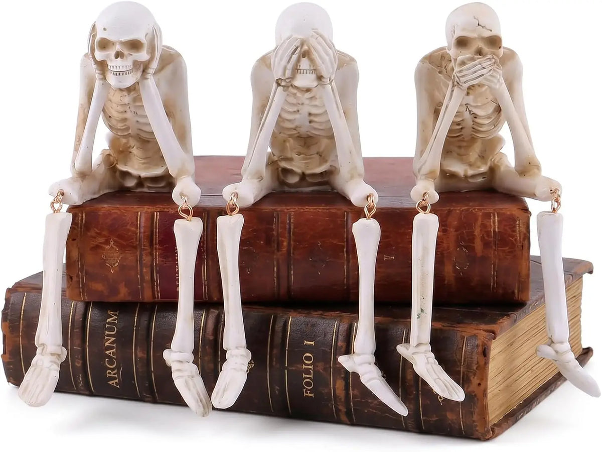 Movable Halloween Skeleton Figurine Set for Haunted House Decor