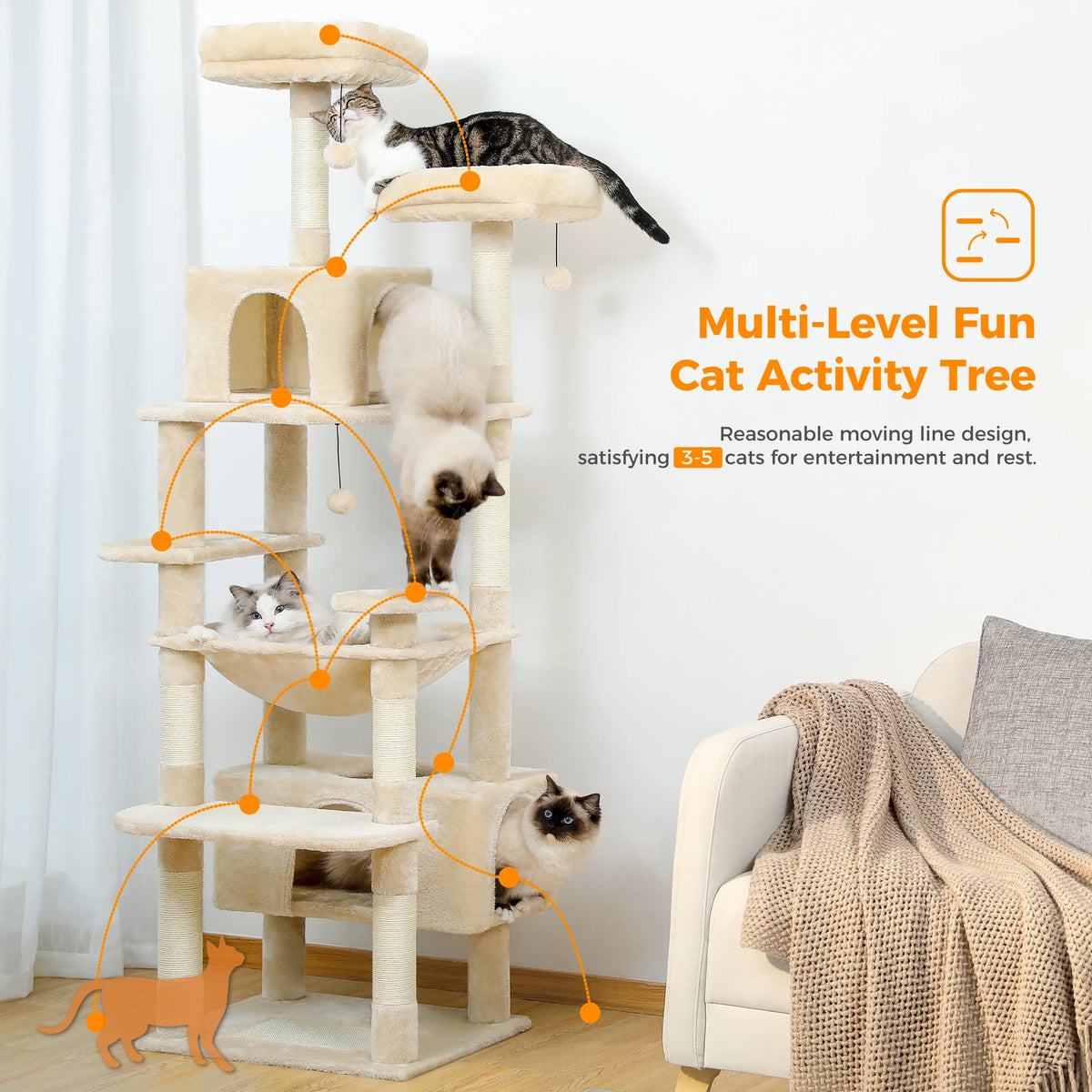 PAWZ Road Multilevel Cat Tree With Sisal Scratching Posts