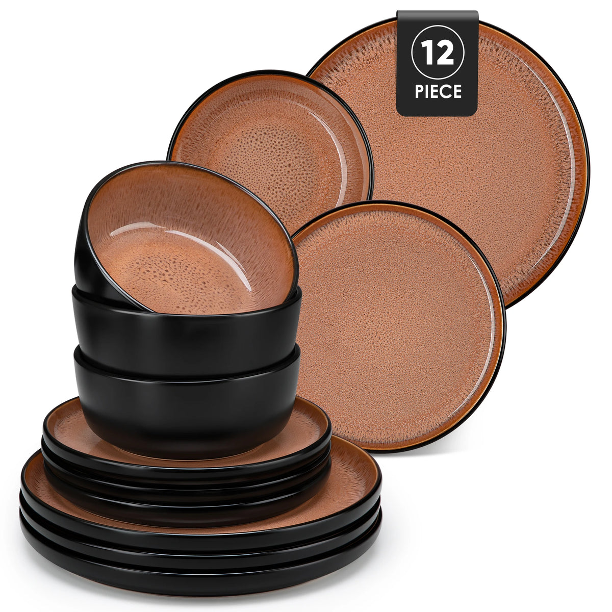 MALACASA Ceramic Stoneware Dinnerware Set With Plates And Bowls