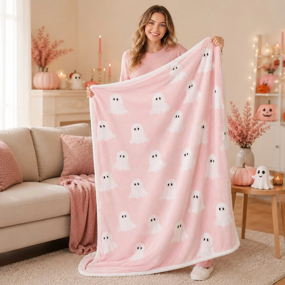 Smoofy Halloween Ghost Fleece Throw Blanket