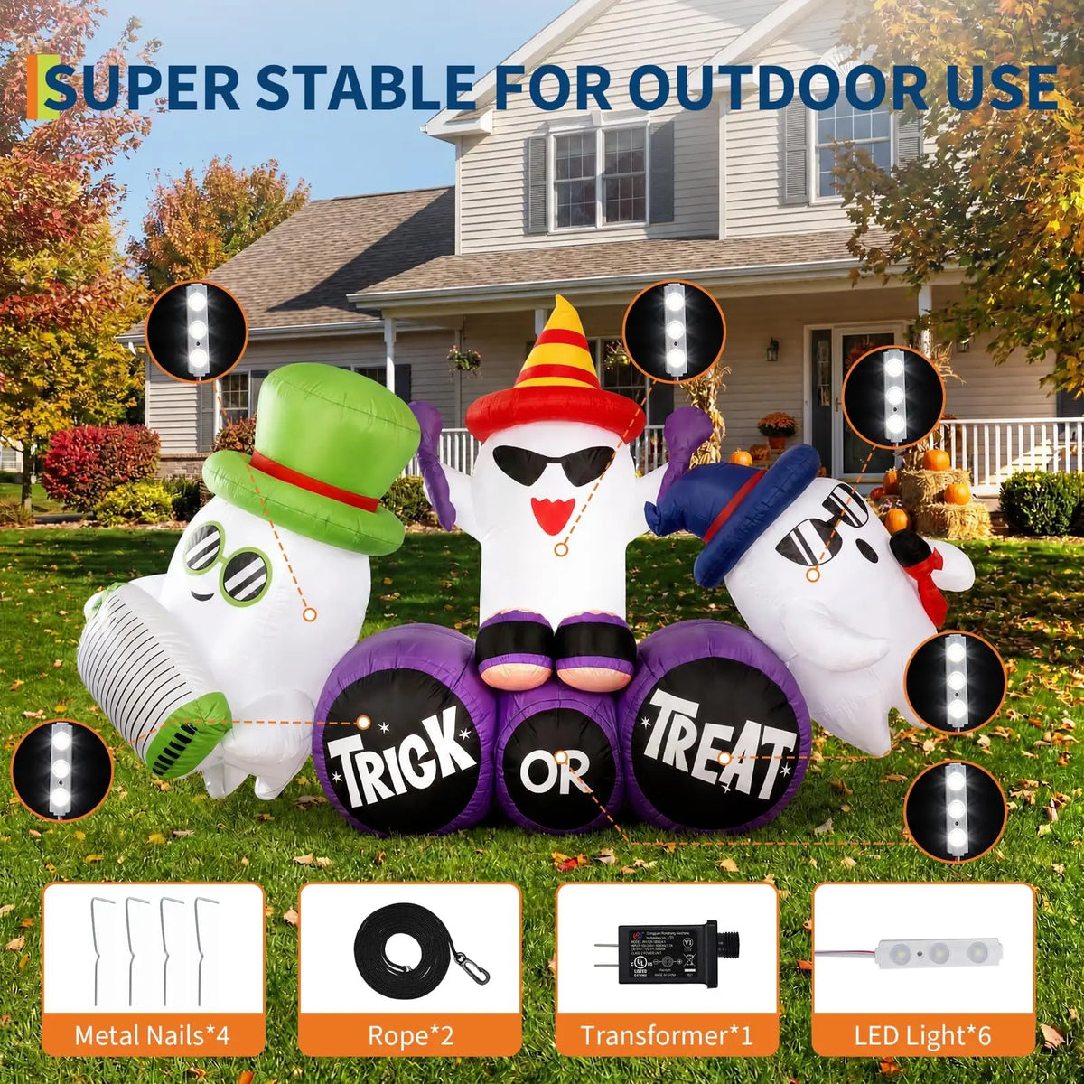 Halloween Inflatable Ghost Decoration With LED Lights for Outdoor Yards