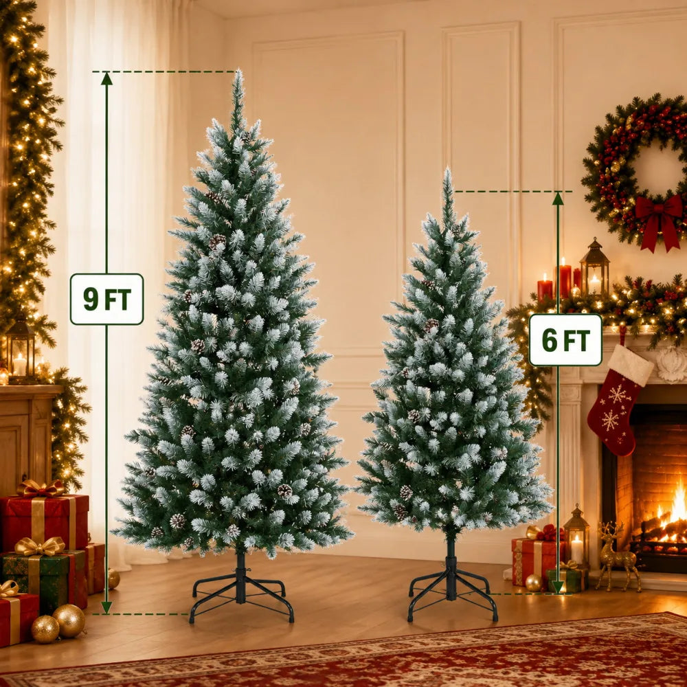 Prelit Flocked Artificial Christmas Tree With Led Lights
