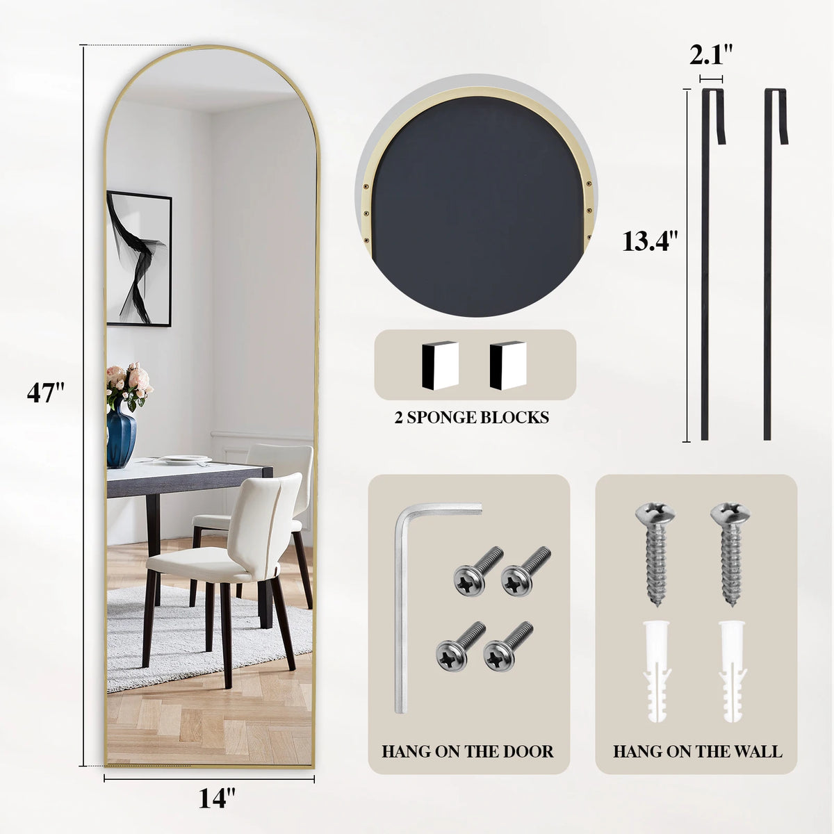 MCQ Arched Full Length Door Hanging Mirror
