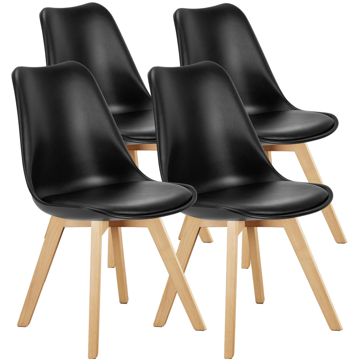 JHK PU Leather Dining Chairs With Wooden Legs