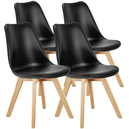 JHK PU Leather Dining Chairs With Wooden Legs