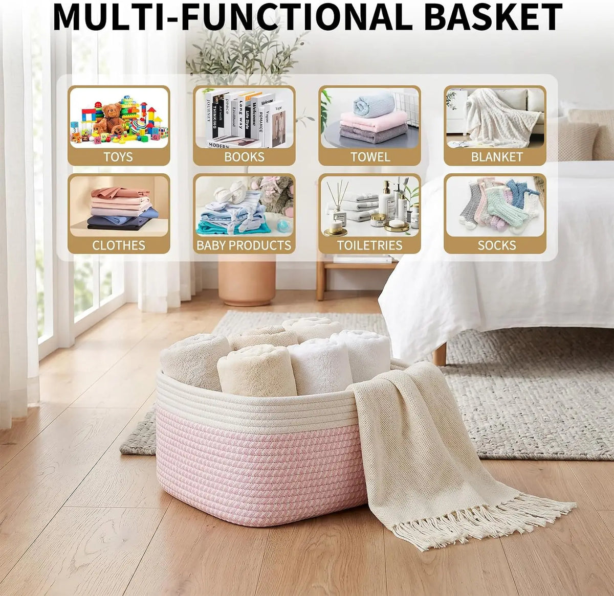 Garvee Cotton Rope Woven Storage Baskets for Home Organization