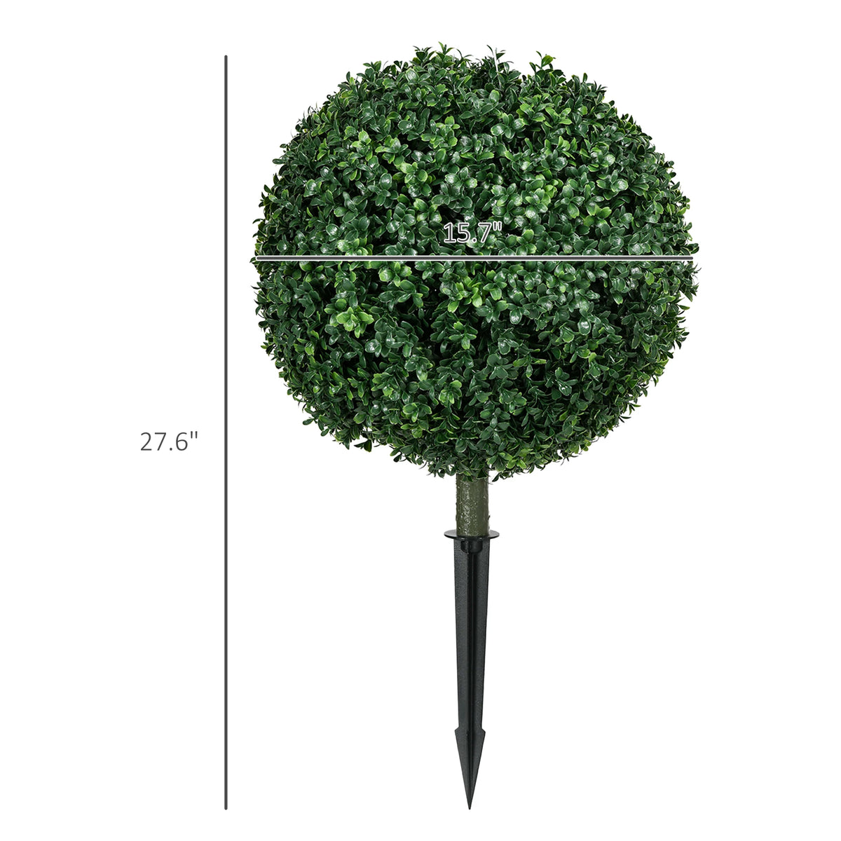 HOMCOM Artificial Boxwood Topiary Balls with Ground Stakes and UV Resistance