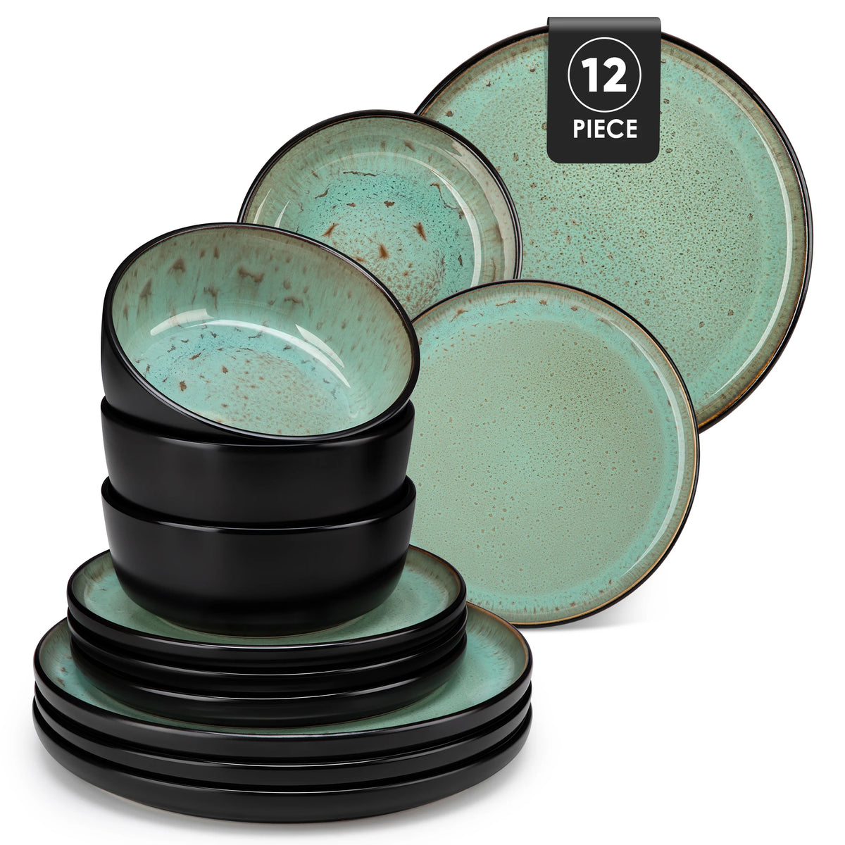 MALACASA Ceramic Stoneware Dinnerware Set With Plates And Bowls