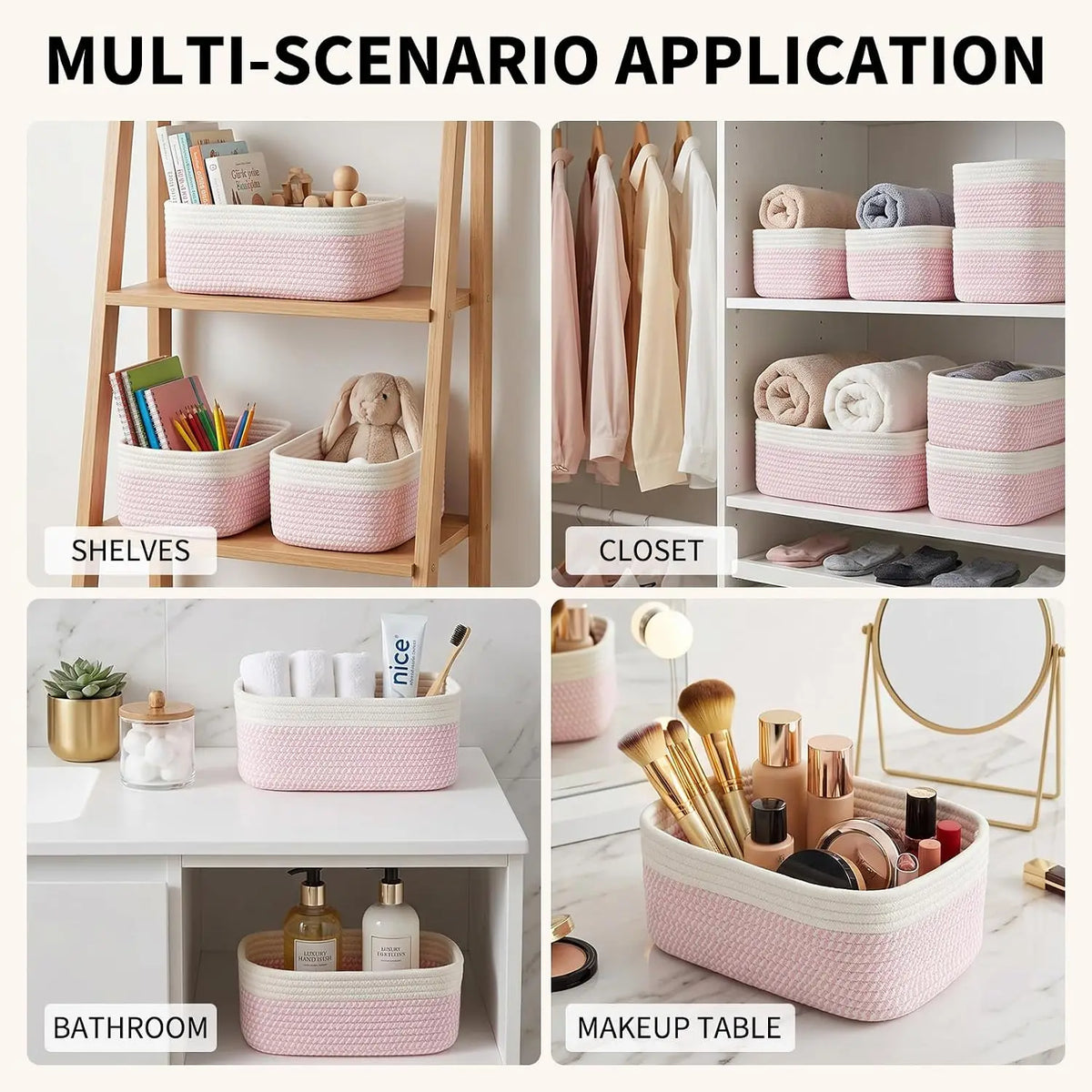Garvee Cotton Rope Woven Storage Baskets for Home Organization