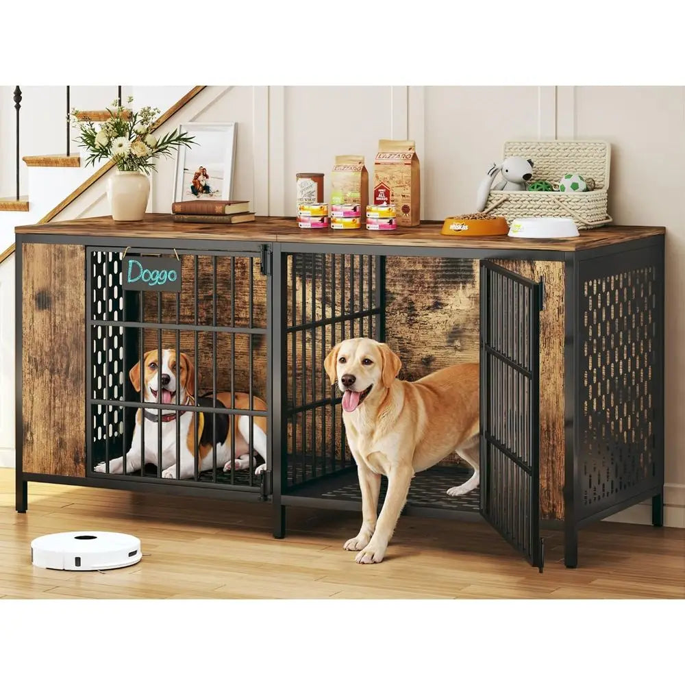 Heavy Duty Double Dog Kennel Furniture With Removable Divider
