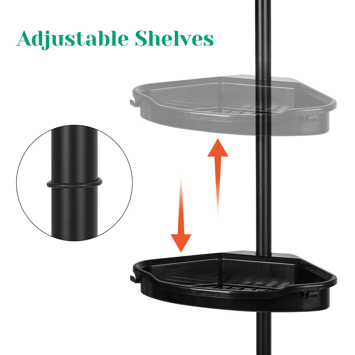 HiMISS Corner Shower Caddy 4-Tier Tension Pole Bathroom Storage Organizer