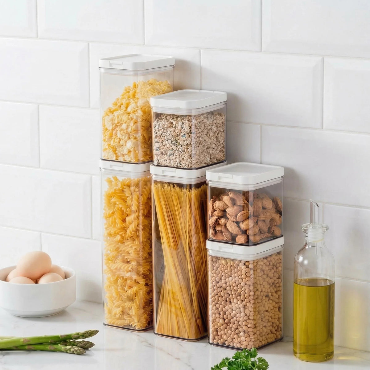 Airtight Plastic Food Storage Jars With Flip Lids