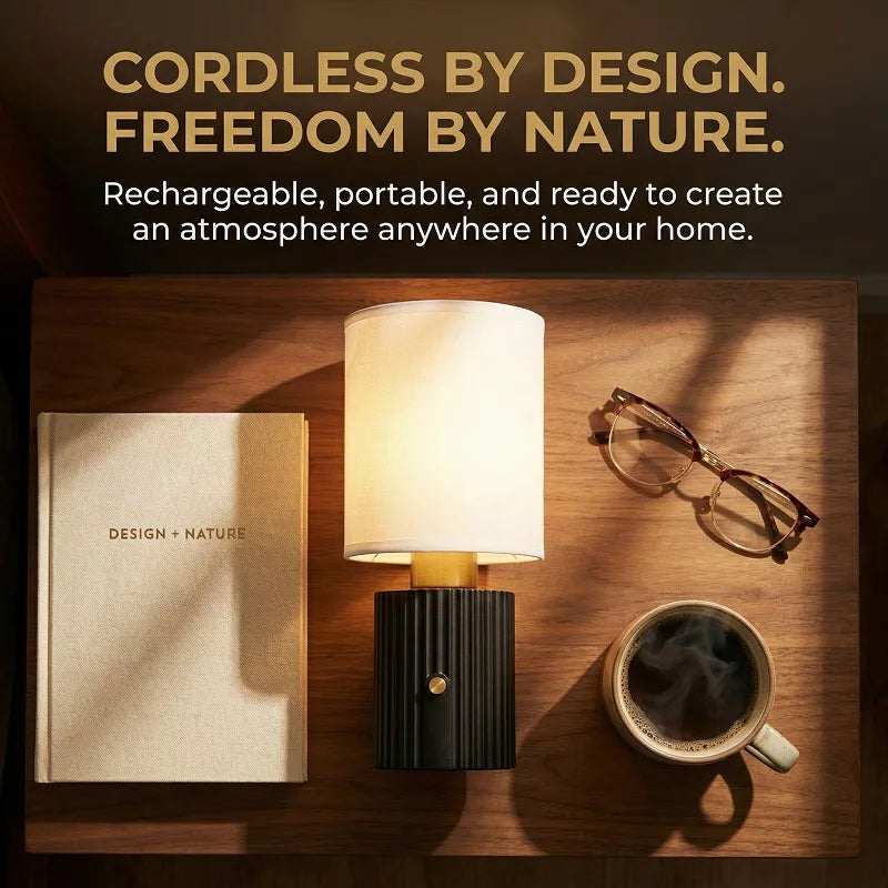 Jian Bian Rechargeable Touch Dimmable Fabric Shade Table Lamp