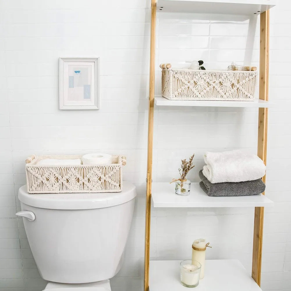 Macrame Hand Woven Storage Basket For Home Organization