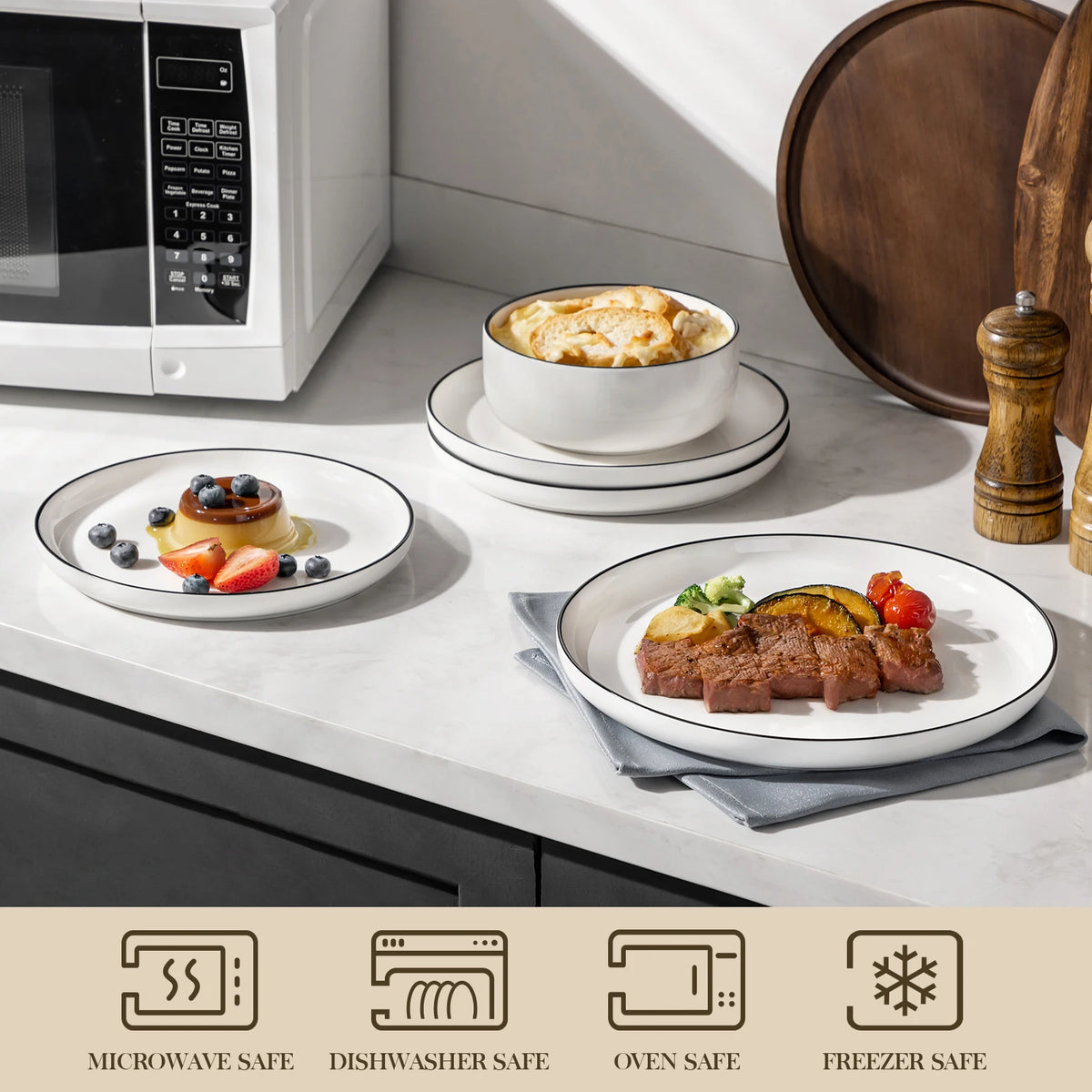 Malacasa Ceramic Porcelain Dinnerware Set