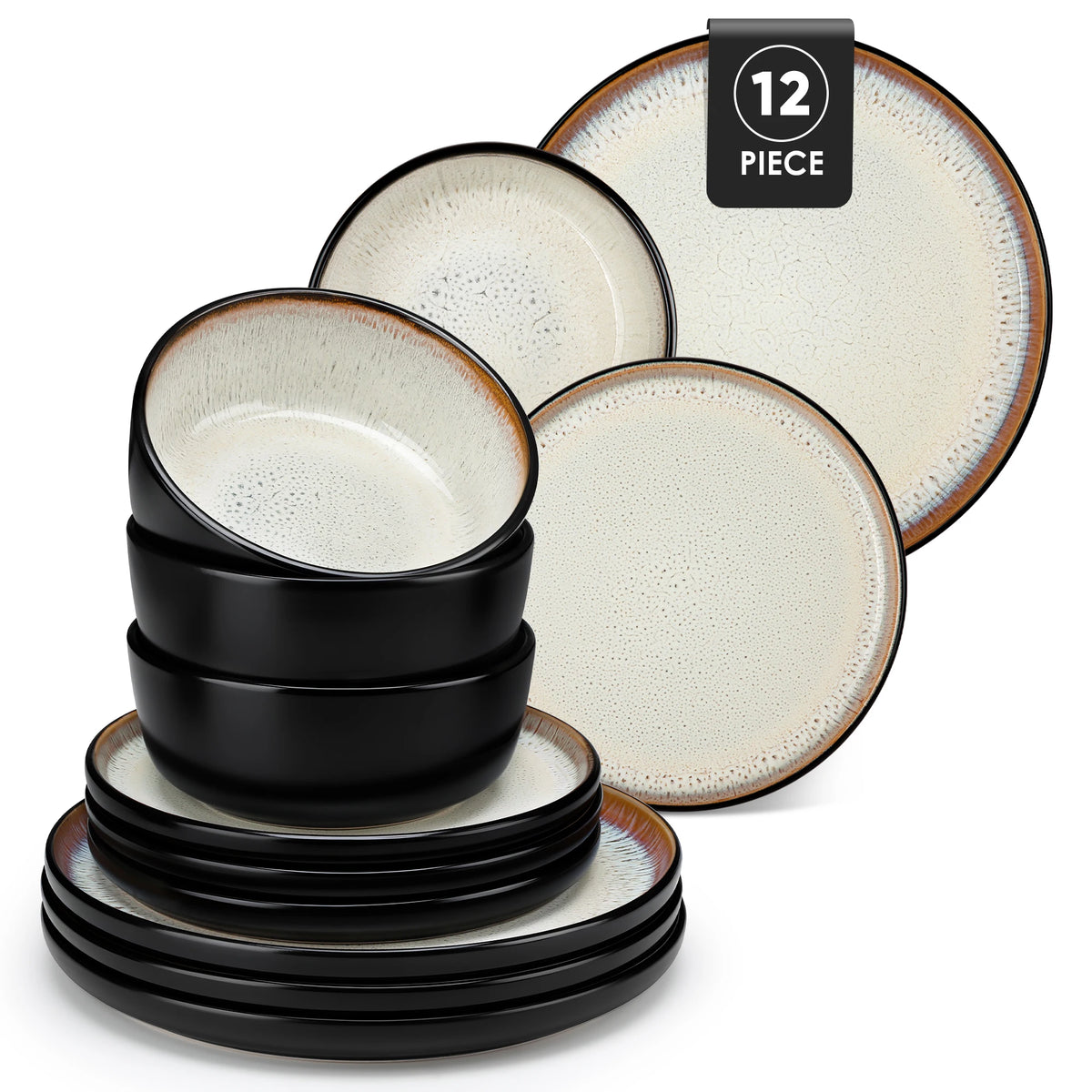 MALACASA Ceramic Stoneware Dinnerware Set With Plates And Bowls