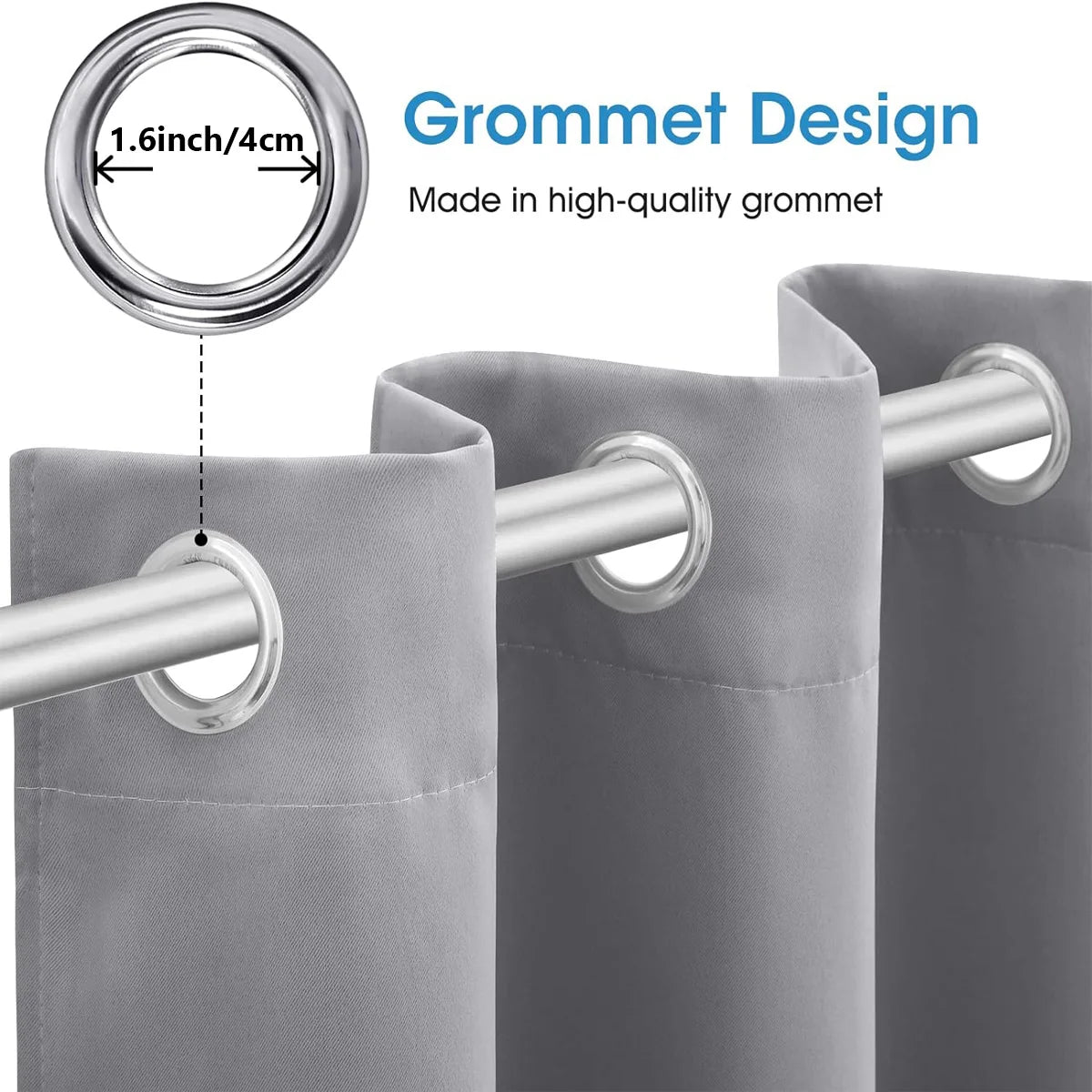 Thermal Insulated Blackout Grommet Curtains For Home