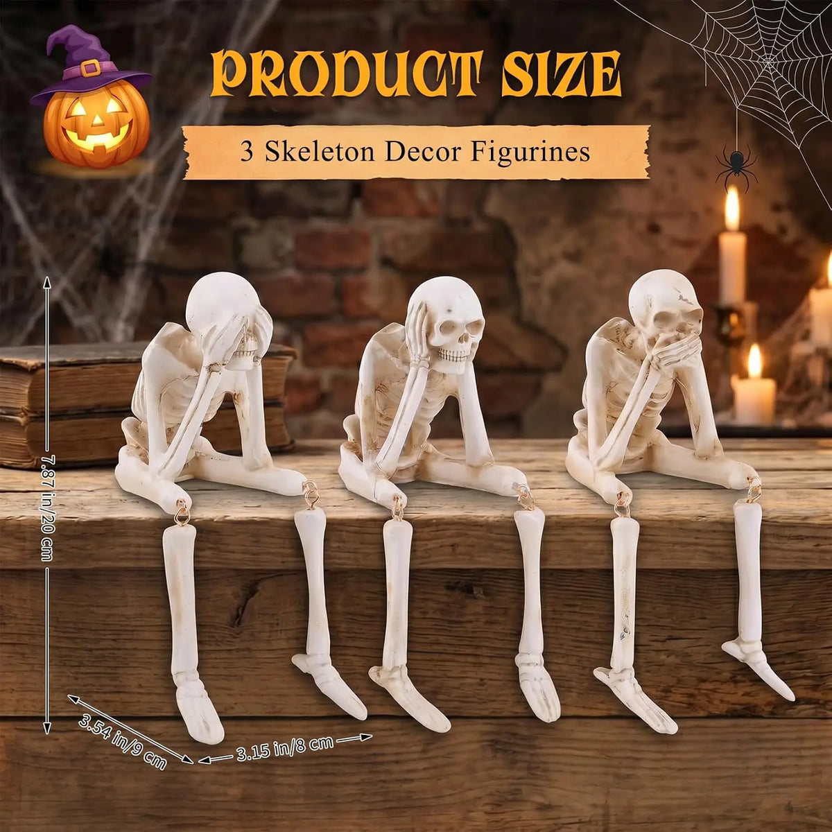 Movable Halloween Skeleton Figurine Set for Haunted House Decor