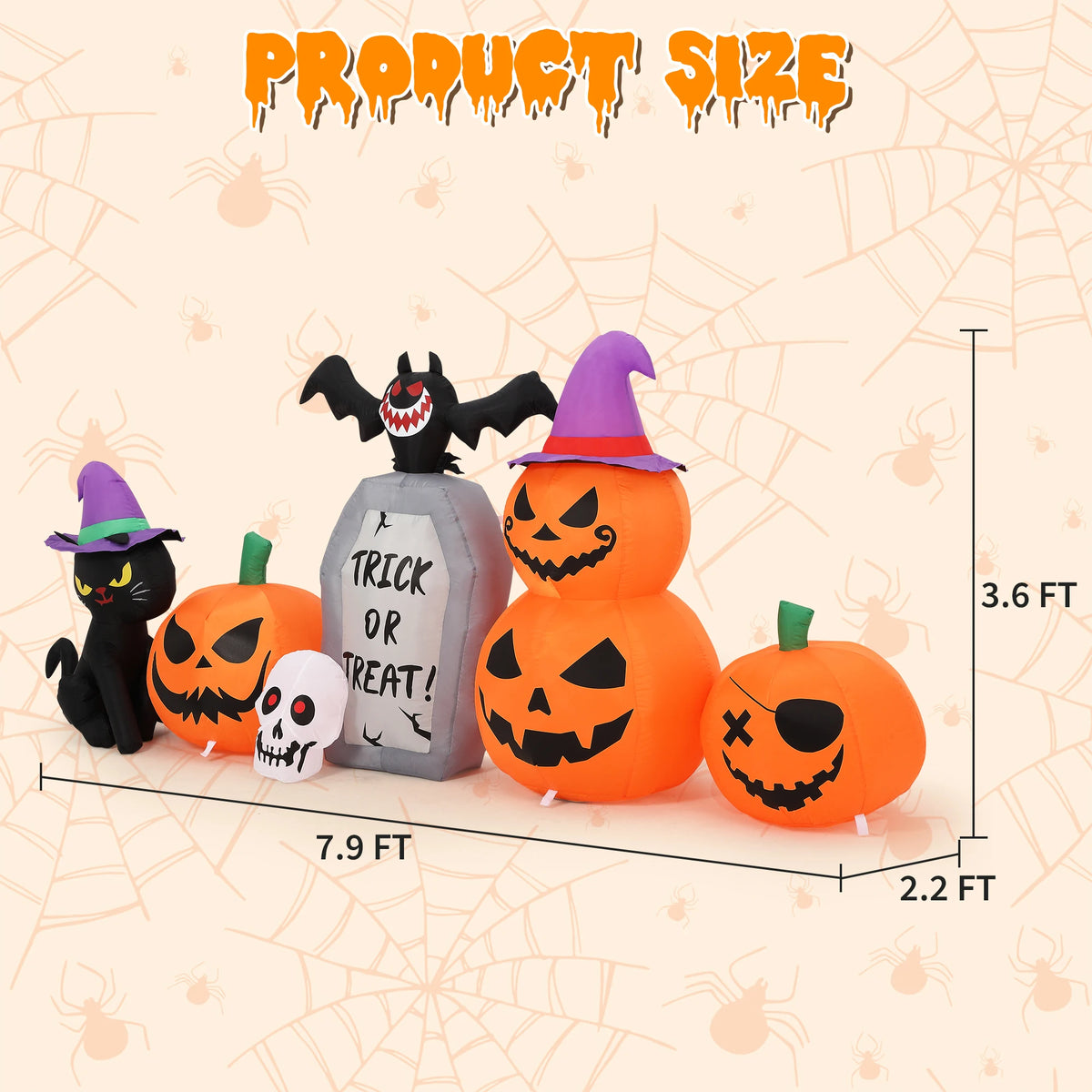 Halloween Inflatable Pumpkin And Black Cat With LED Lights