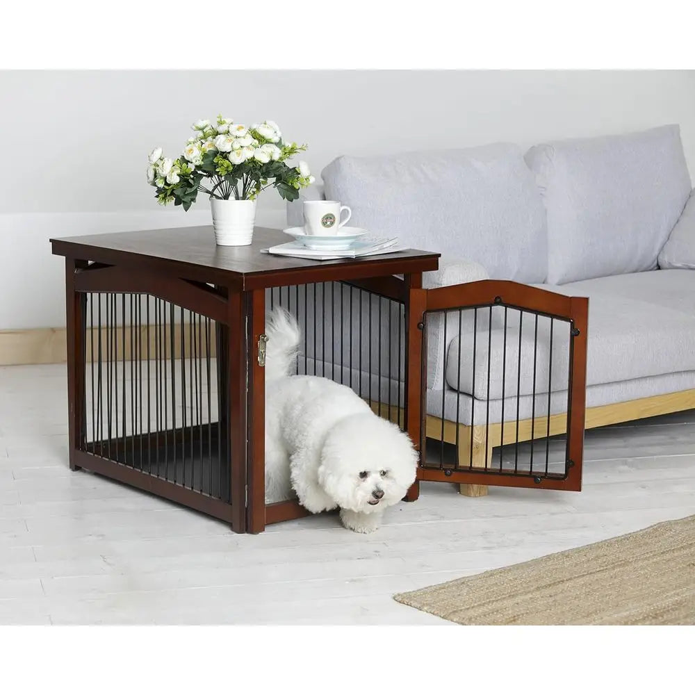 Convertible Wooden Pet Crate And Gate With Secure Design