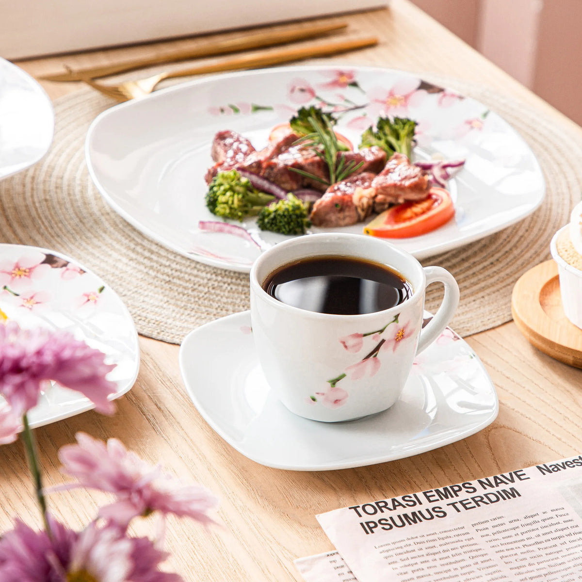 MALACASA Annie Floral Porcelain Dinnerware Set for Elegant Dining