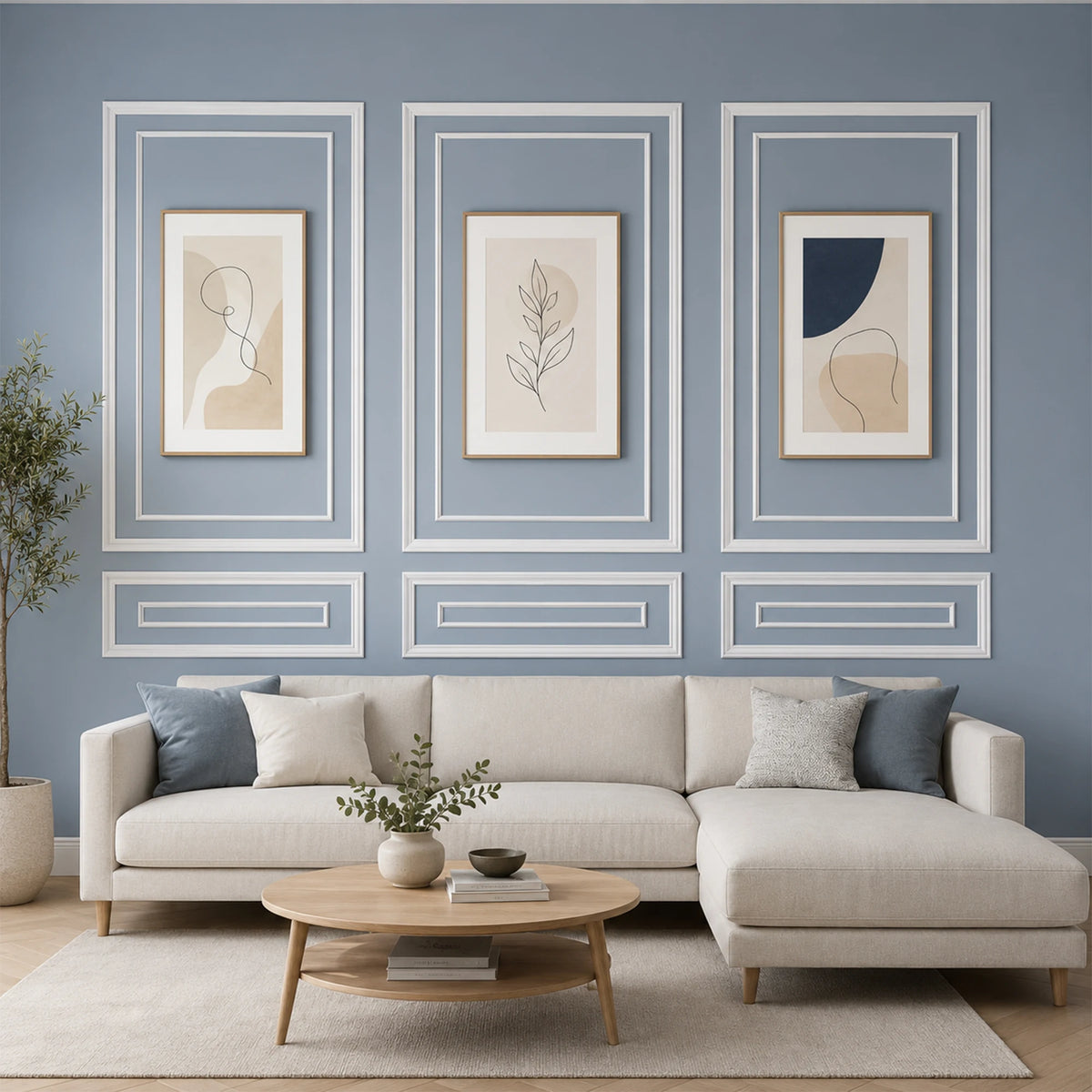 Pre-Cut Double Frame Wainscoting Peel And Stick Wall Trim Kit