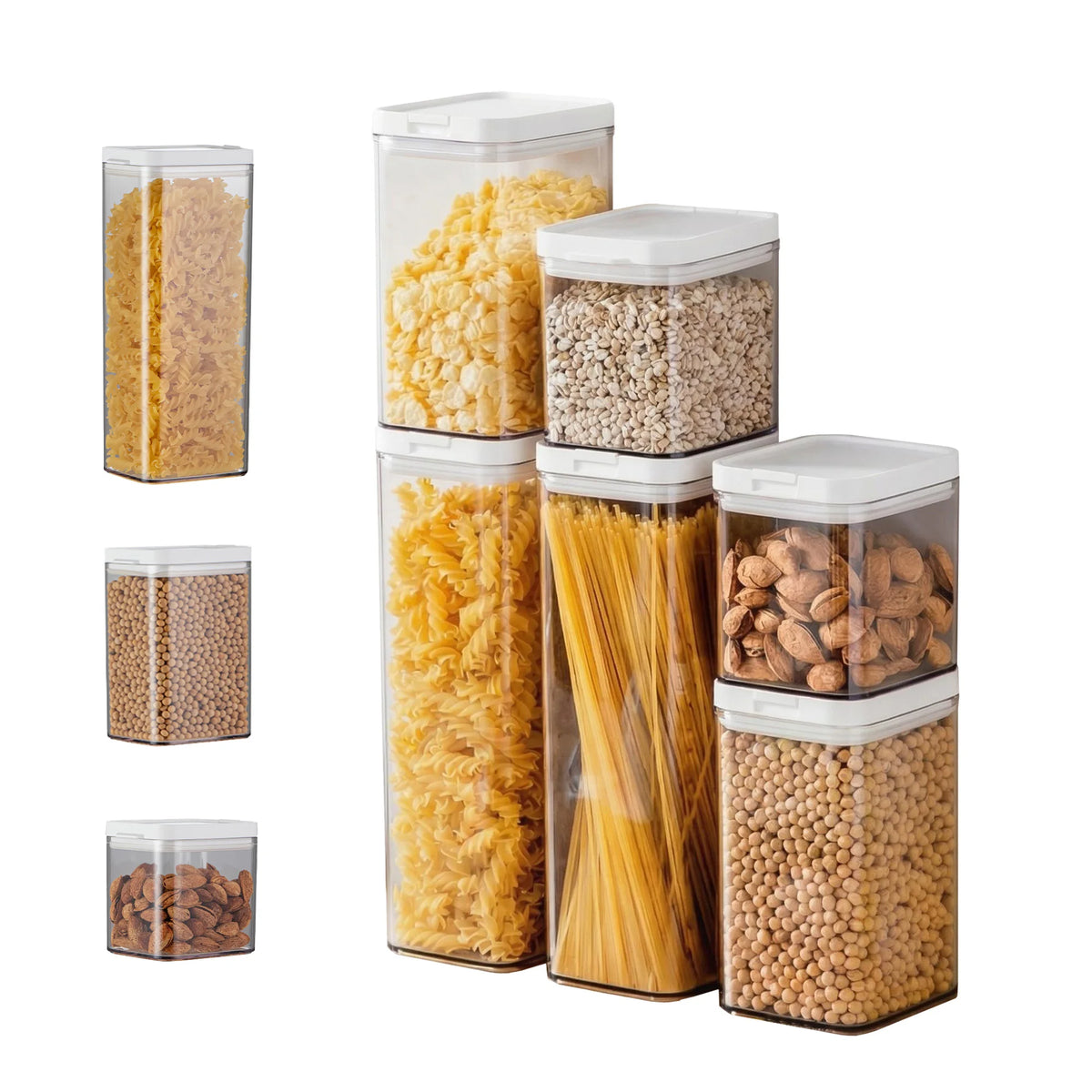 Airtight Plastic Food Storage Jars With Flip Lids