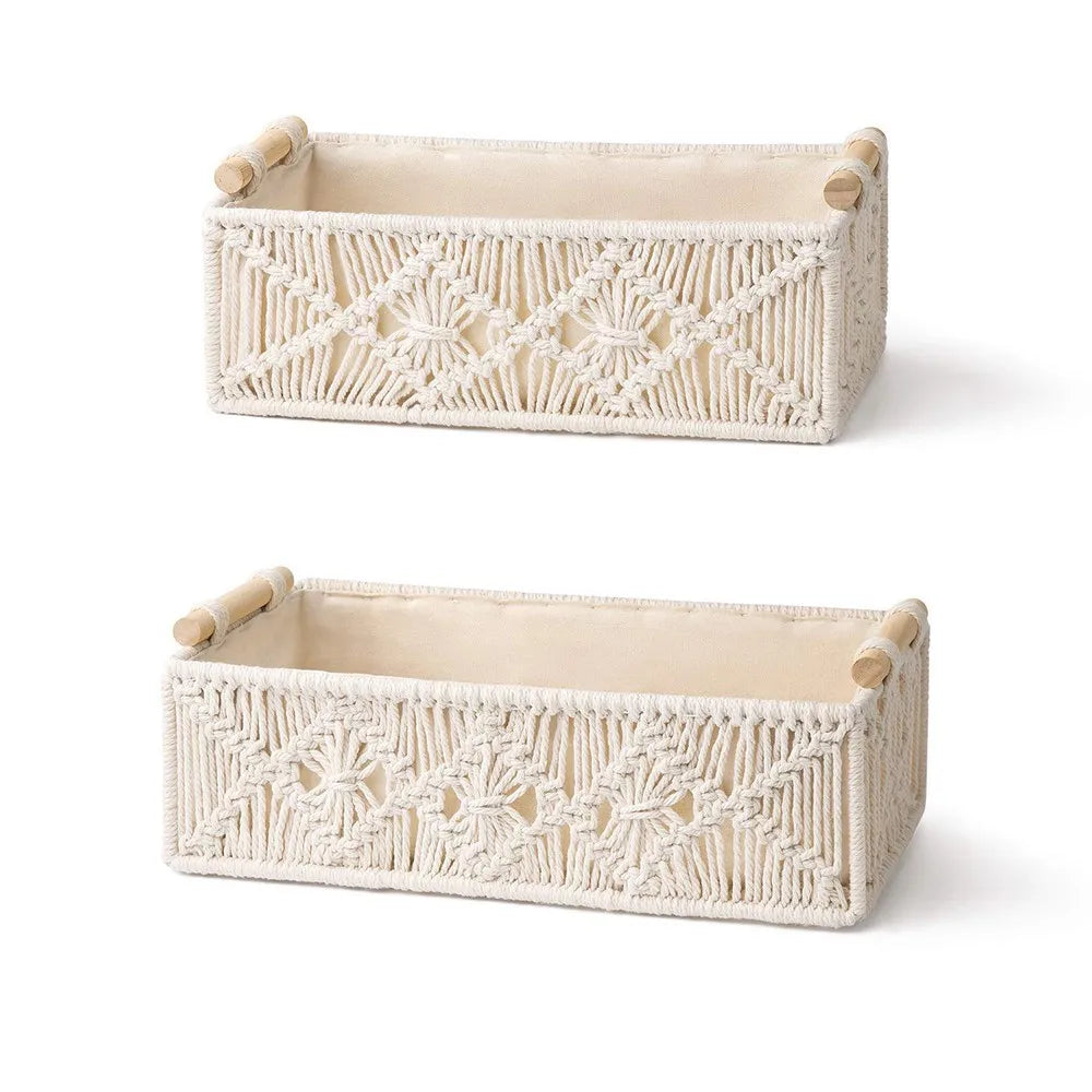 Macrame Hand Woven Storage Basket For Home Organization